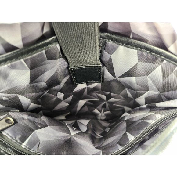 Reaction Kenneth Cole Grey Black Messenger Crossbody Bag Padded Denim - Picture 5 of 7